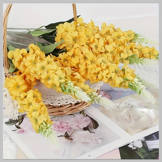 7 darab elegáns mesterséges geránium és jácint – sárga DB1252141-3