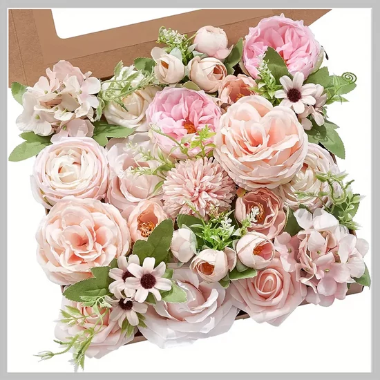 Elegáns művirág csokor dobozban 27 x 25 cm QP123127