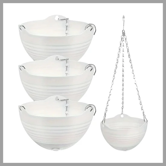 Függő virágtartó készlet – 4 db, fehér – CH173469