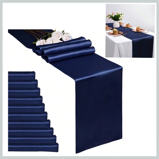 Szatén asztali futó szett – sötétkék, 10 db 53715818