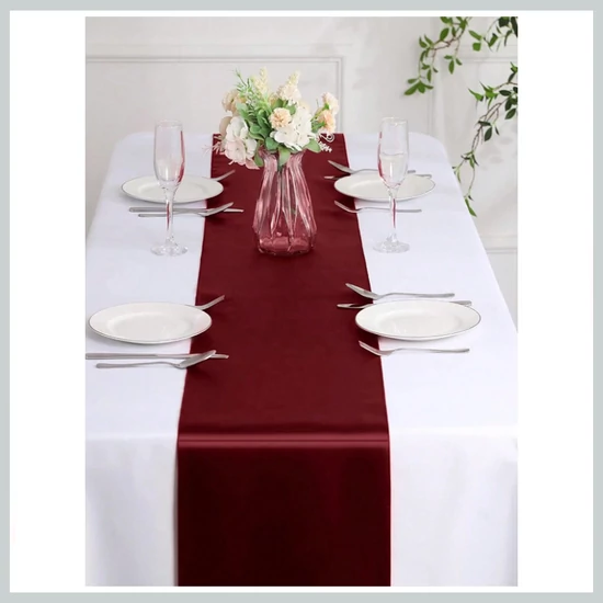 Szatén asztali futó szett – burgundi 10 db 53715818p