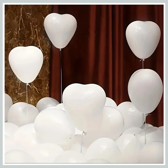 30db szív alakú fehér lufi FC246113