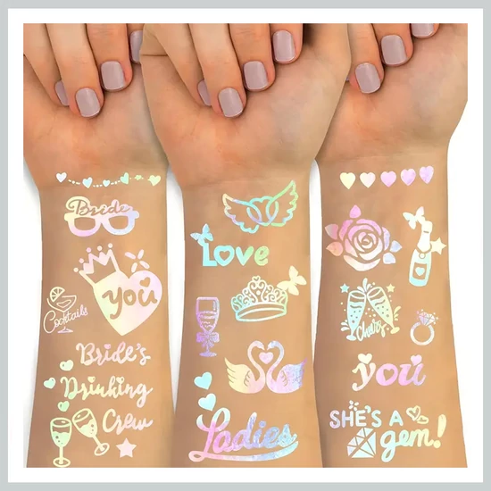 Holografikus esküvői  tetoválás 100+ szett LG489247