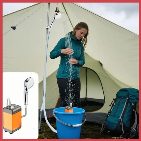 Hordozható kempingszuhany intelligens digitális kijelzővel FJ173267
