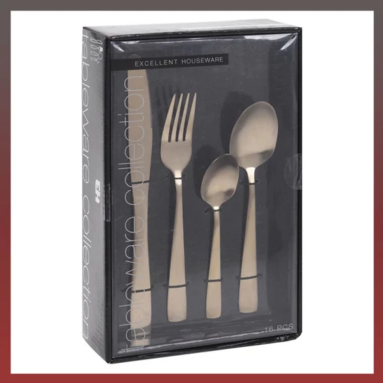 Acél evőeszközkészlet 16 részes mat arany 21662.2