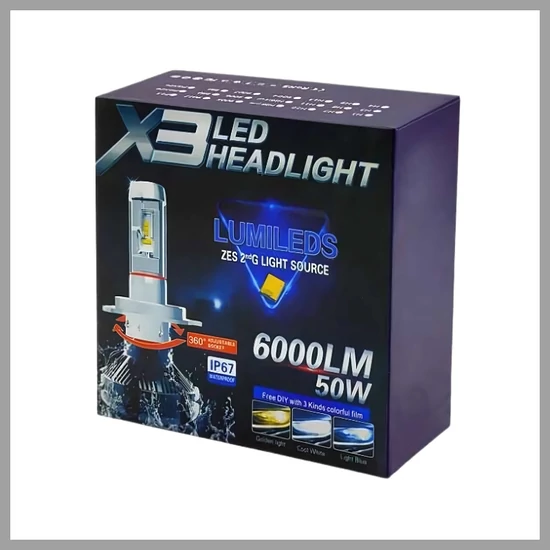 X3 LED Headlight – 6000 lumen, 50W, IP67 vízállóság CD2-X3-H7