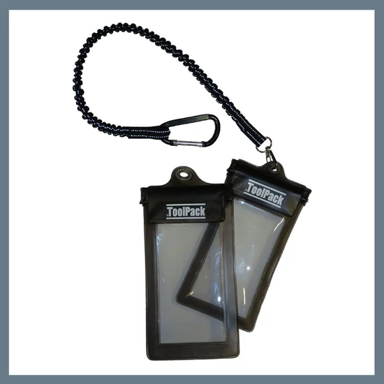 ToolPack Vízálló telefontok zsinórral és karabinerrel 2 db 99128
