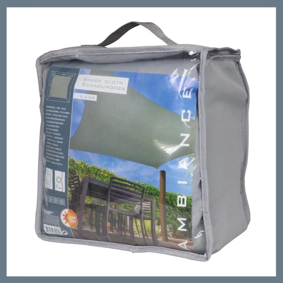 Négyzet alakú napellenző 5x5m, szürke 40586