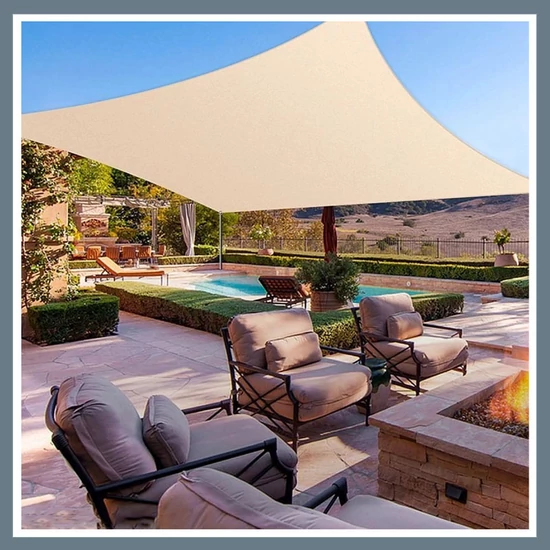 Négyzet alakú napellenző 3x3m, bézs 85512