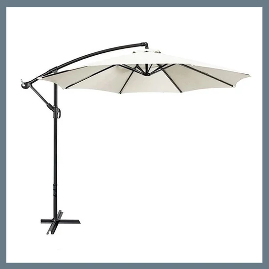 Kerti napernyő – 300 cm átmérő, dönthető, acélvázas, vízálló, fehér UM002W