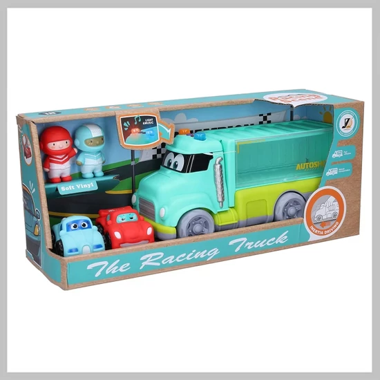 Versenyautó szett kamionnal hang- és fényefektusokkal 26cm 037682