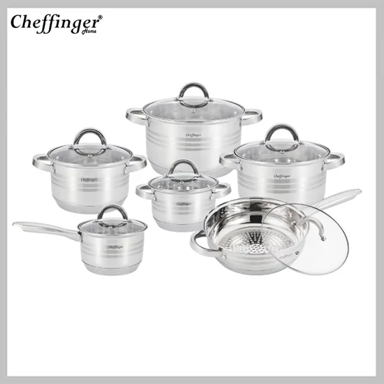 Cheffinger 6 részes edénykészlet fedőkkel (12 darabos szett) CF-SS1230