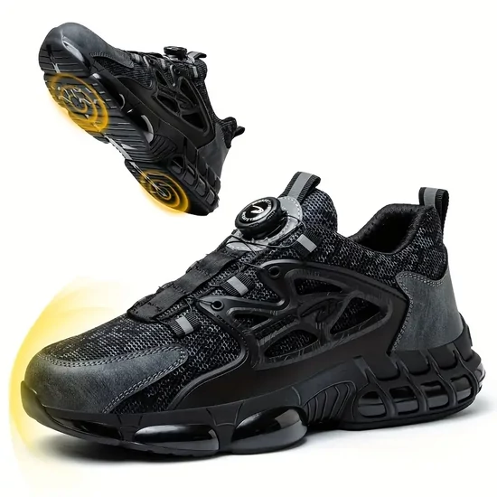 Munkavédelmi cipő acélbetéttel, ütéselnyelő talppal – Fekete YR1048765