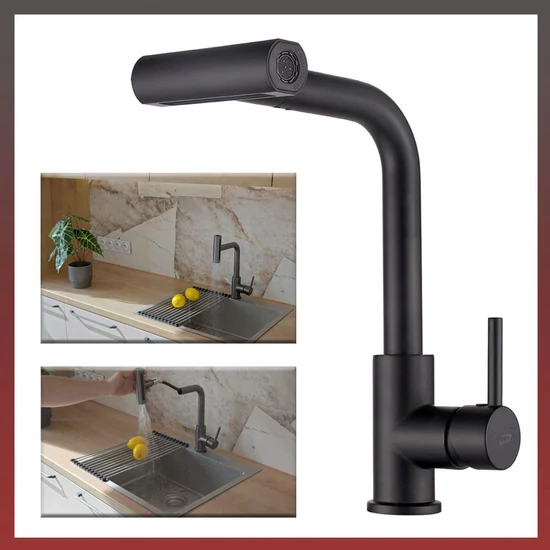 Rotaro konyhai mosogató csaptelep fekete BLR-769D