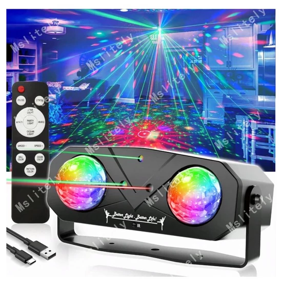 Lézeres diszkólámpa dupla RGB gömbbel – 47754835