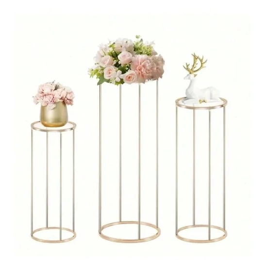 Fém állvány szett 3 db virágtartó – arany 53824150