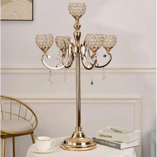 Kristály gyertyatartó álló 5 ágú 60087595