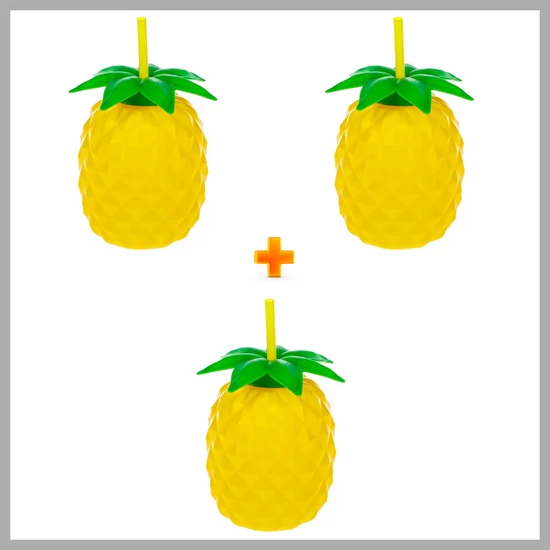 BANQUET Műanyag palack szívószállal ANANÁSZ 2+1 880 ml 55062499-2-1