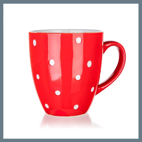 Kerámia bögre BANQUET 400ml, piros pöttyös 60K1512-C