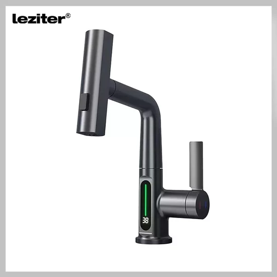 LEZITER Mara mosogató csaptelep multifunkciós fejjel, kijelzővel szürke ZS-7020-GR
