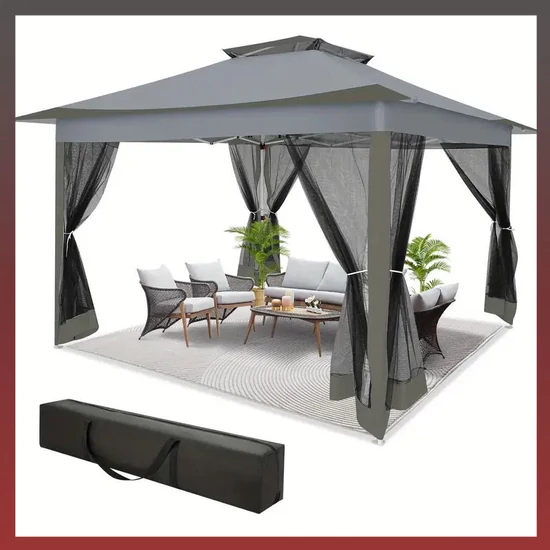 TOOLUCK 3.6 x 3.6m felállítható sátor sötét szürke AX1367135-SSZ