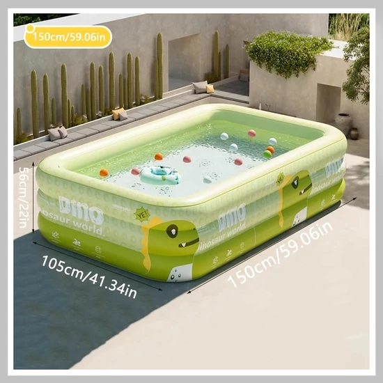 Dínó mintás felfújható gyerek medence 105 x 150 cm AU2094412