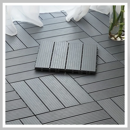 Terasz műanyag padlólap 10 db 30 x 30 cm fekete BX2939445-2