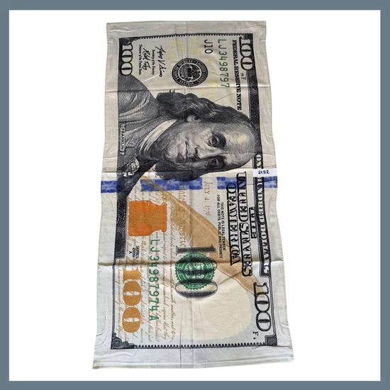 Strand törölköző 70 x 140 cm - 100 dolláros bankjegy mintás 2132