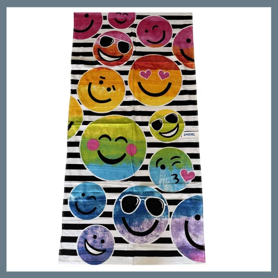 Strand törölköző 70 x 140 cm - Emoji mintás 240081