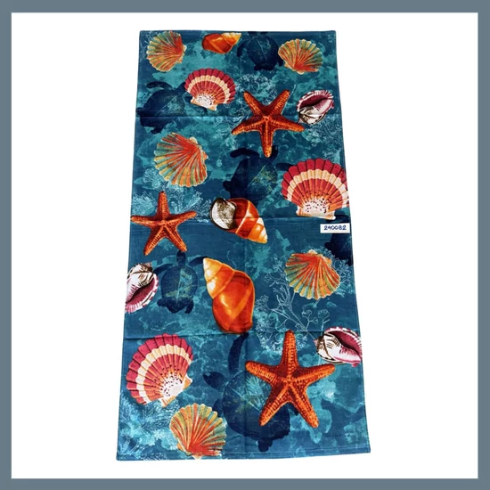 Strand törölköző 70 x 140 cm - Kagyló és tengericsillag mintás 240082