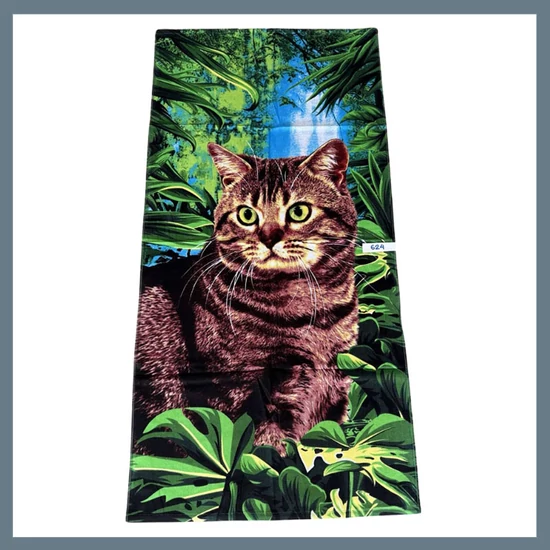 Strand törölköző 70 x 140 cm - Macska a dzsungelben minta 624
