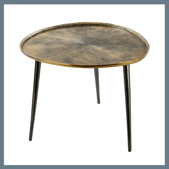 Fém kisasztal, arany/fekete – 60 × 55 × 45 cm 82116
