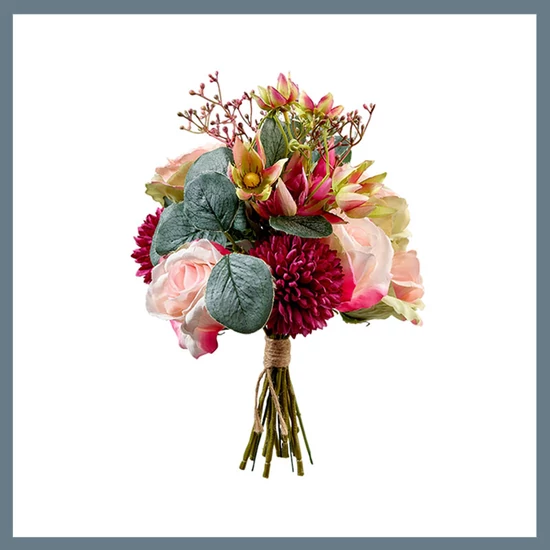 Művirág csokor - Rózsák és dáliák 27 cm 96544