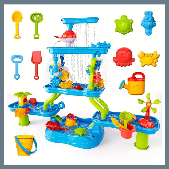 4 szintes multifunkciós homok- és vízijáték asztal gyerekeknek EM2028242