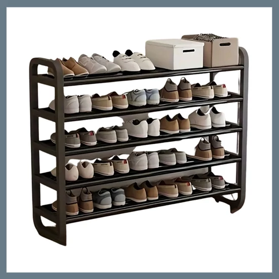 6 szintes nyitott cipőtároló polc – fekete, 75 × 73 cm YX1429869-2
