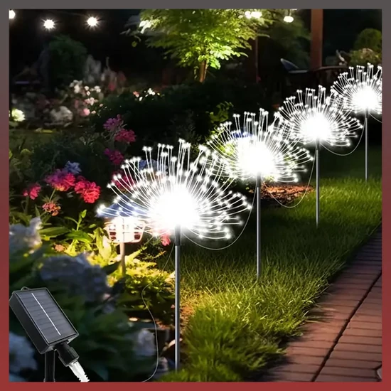 5 db napelemes 400 LED-es pitypang füzér hidegfehér JG730845-400F