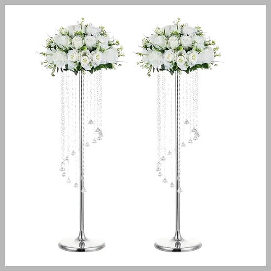 Esküvői központi dísz – 2 darab, ezüstszínű – QD89339-b