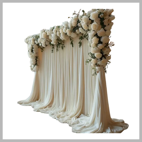 Drapált függöny virág- és levéldíszítéssel, 2 db – TM1375881