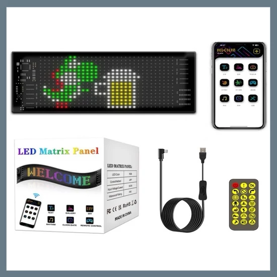 RGB LED Mátrix kijelző panel – Bluetooth vezérléssel, távirányítóval, 3000 LED KL25-151