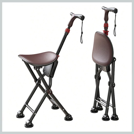 Összecsukható járóbot és ülőszék 2 az 1-ben barna 4863037b