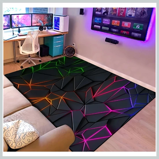 Gamer stílusú szőnyeg – neon geometriai mintával 140x200cm 75773953-140200