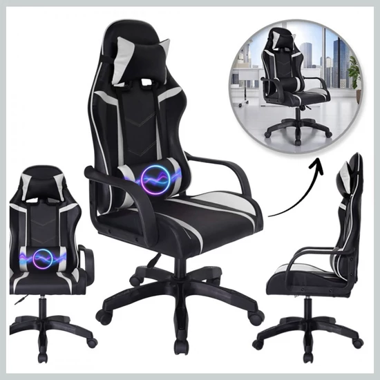 VORTEX gamer, irodai forgószék fekete műbőr kárpitozássa KO35B