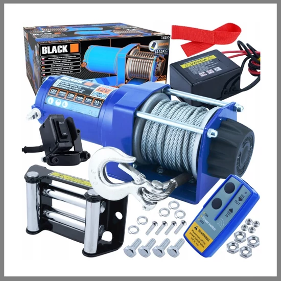 Black 12V elektromos csörlő 1136kg/2500lbs, 14555 
