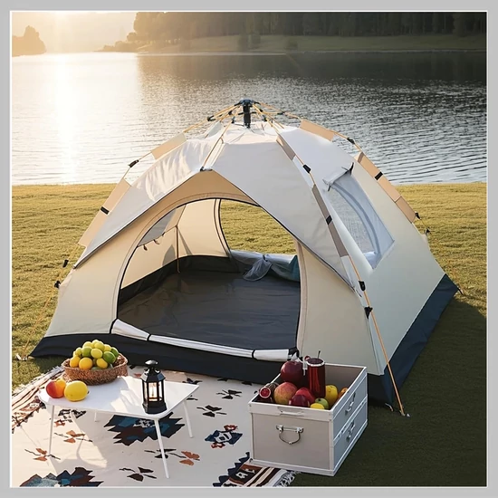 4 fős Sátor 2 ajtó 2 ablak Stabil és UV álló YF1526439