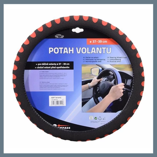 Puha kormányvédő huzat – piros, 37–39 cm 06414