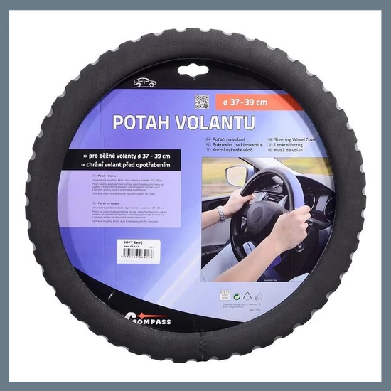 Puha kormányvédő huzat - szürke, 37-39 cm 06417