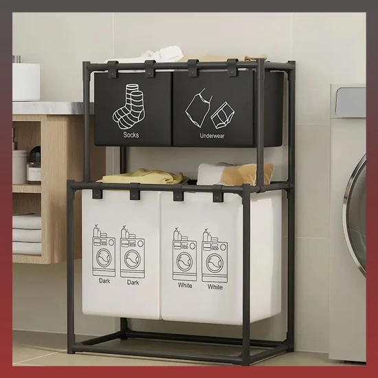 2 Szintes Összecsukható Mosógép Kosár FD1819244