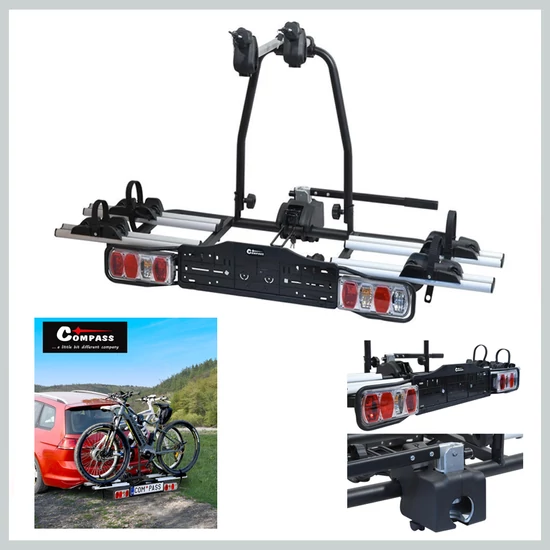 E-bike kerékpárszállító – vonóhorogra, 2 kerékpárhoz, TÜV minősítéssel 02120