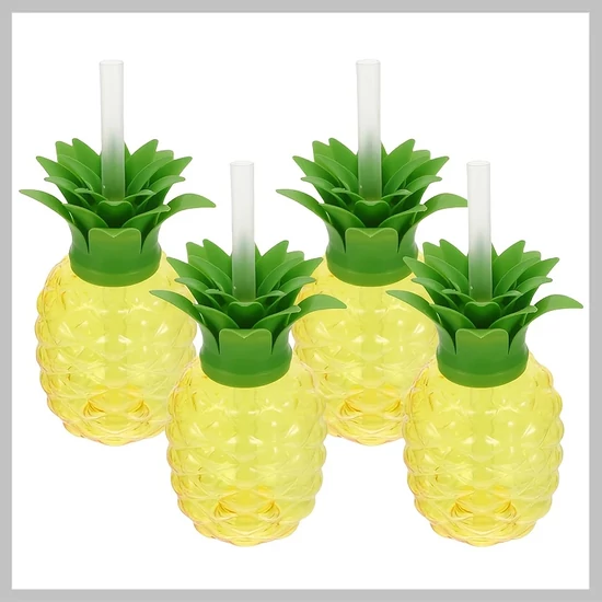 Ananász formájú pohár szett – 4 darabos, szívószállal WF1356143-4A