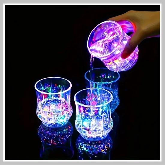 LED-es világító pohár szett – 6 db 200 ml többszínű fény YL1840711